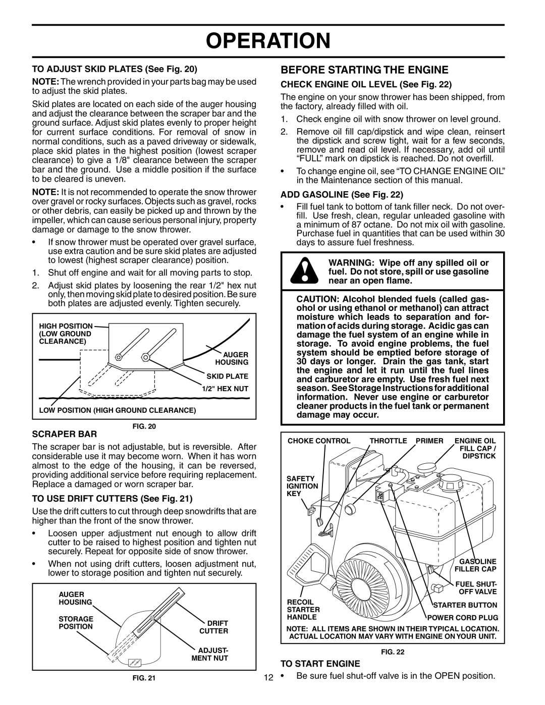 Poulan 192046 owner manual Before Starting the Engine, Scraper BAR, To Start Engine 