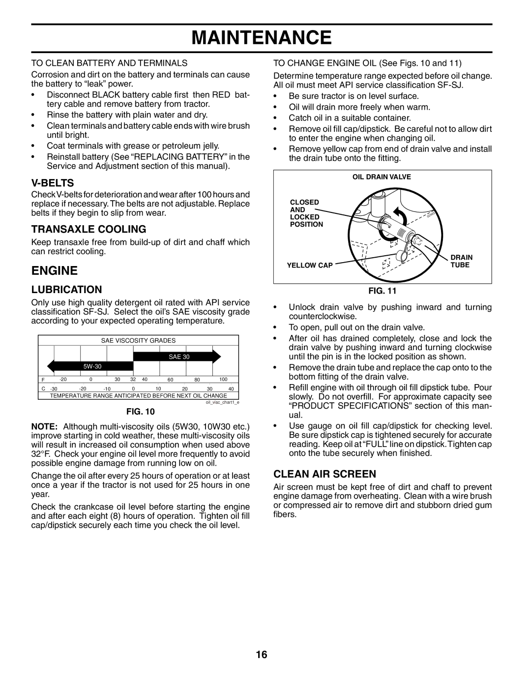 Poulan 192087 manual Engine, Belts, Transaxle Cooling, Lubrication, Clean AIR Screen 