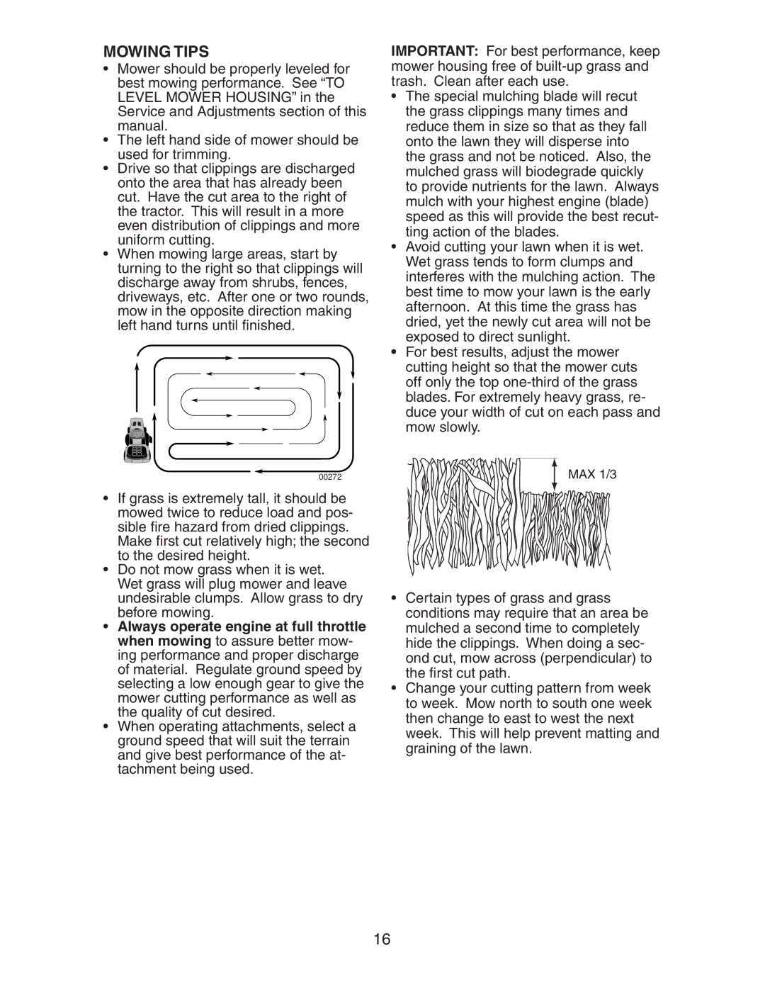 Poulan 192362 manual Mowing Tips 