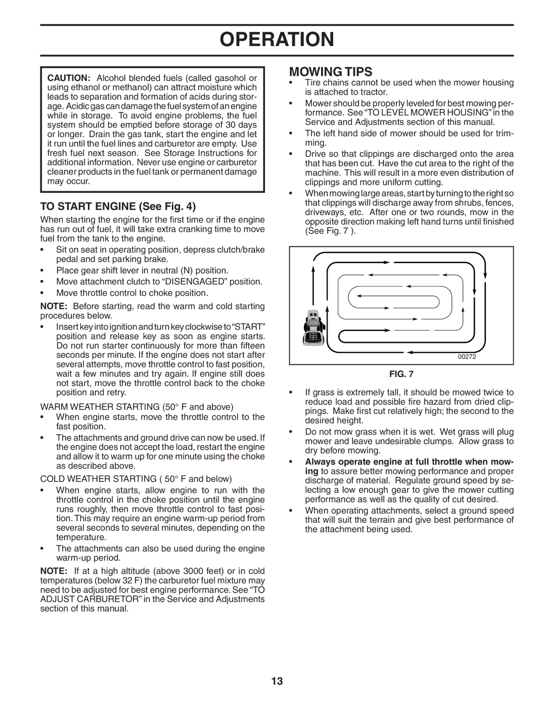 Poulan 192666 manual Mowing Tips, To Start Engine See Fig 