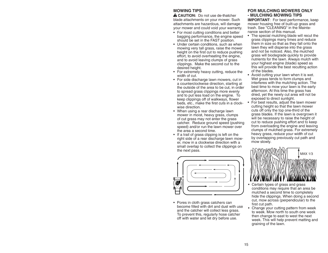 Poulan 193733 manual For Mulching Mowers only Mulching Mowing Tips 