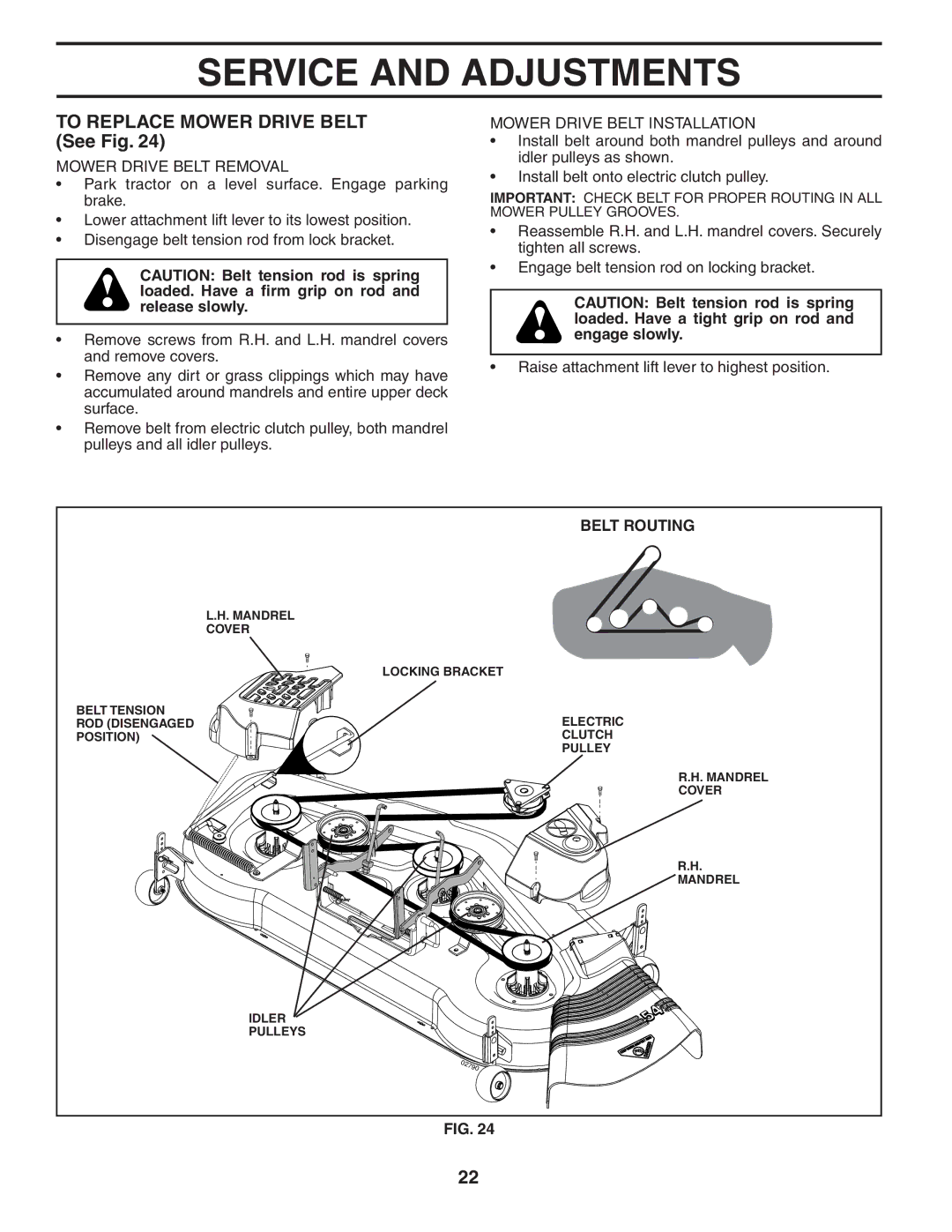 Poulan 194604 To Replace Mower Drive Belt See Fig, Mower Drive Belt Removal, Mower Drive Belt Installation, Belt Routing 