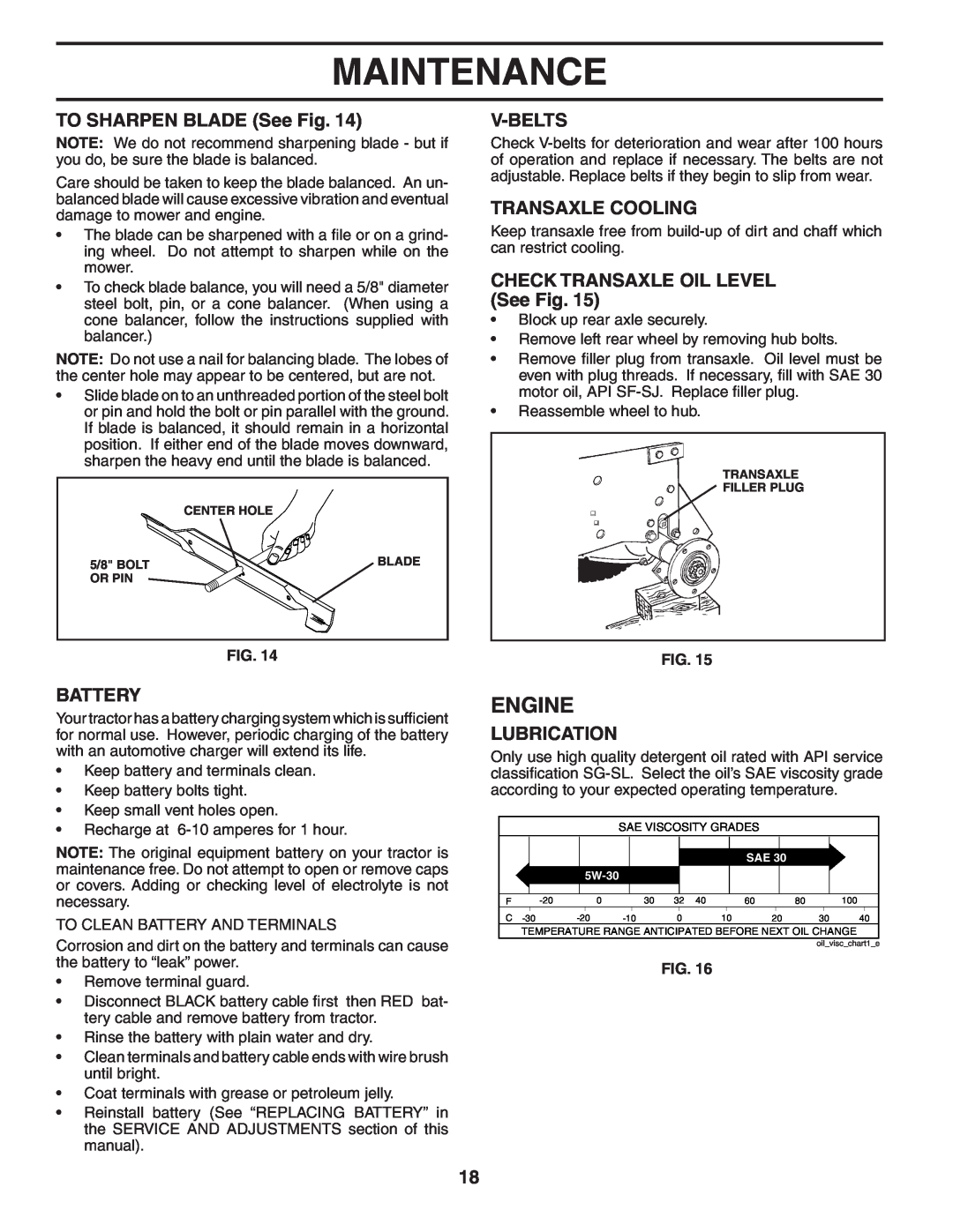 Poulan 194604 Engine, TO SHARPEN BLADE See Fig, V-Belts, Transaxle Cooling, CHECK TRANSAXLE OIL LEVEL See Fig, Battery 