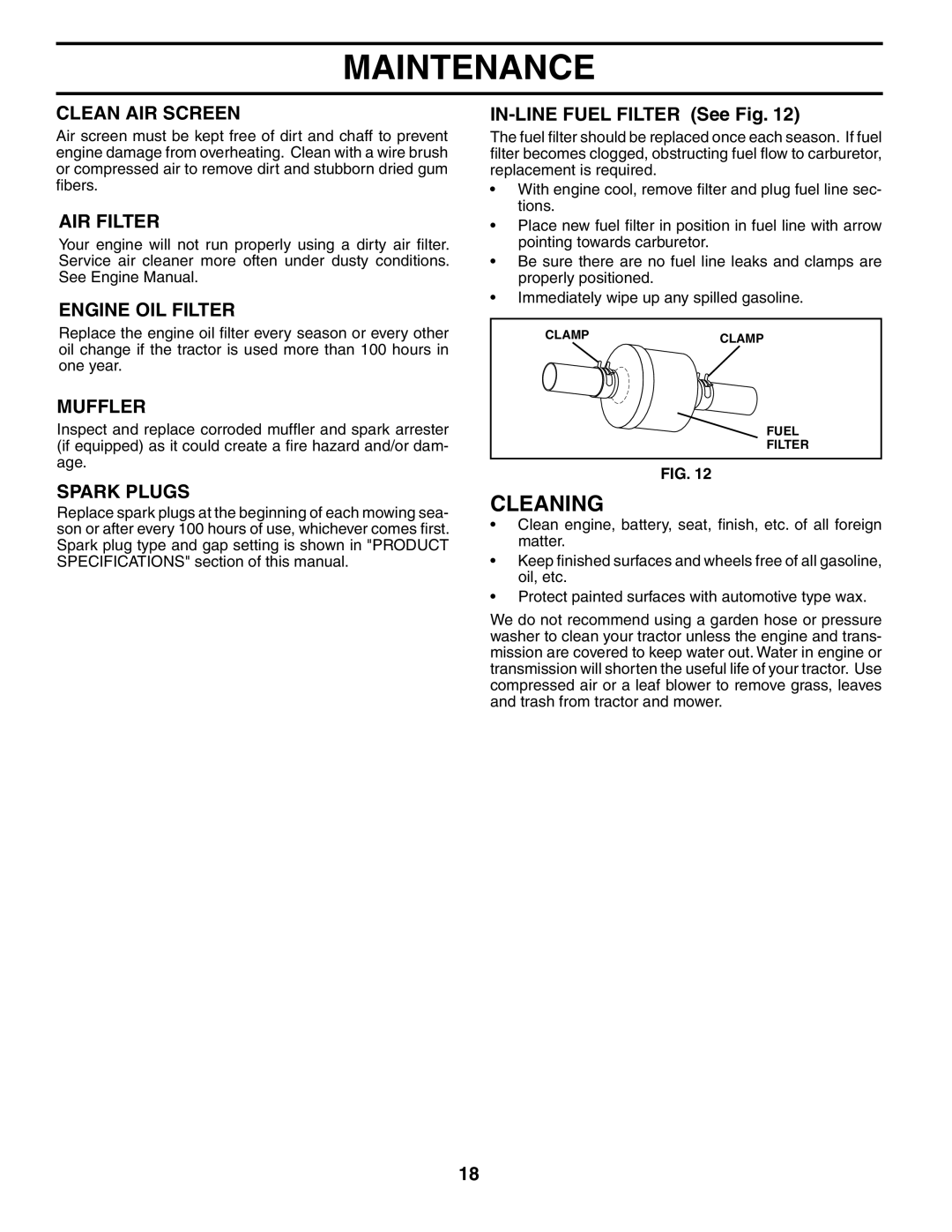 Poulan 194632 manual Cleaning 