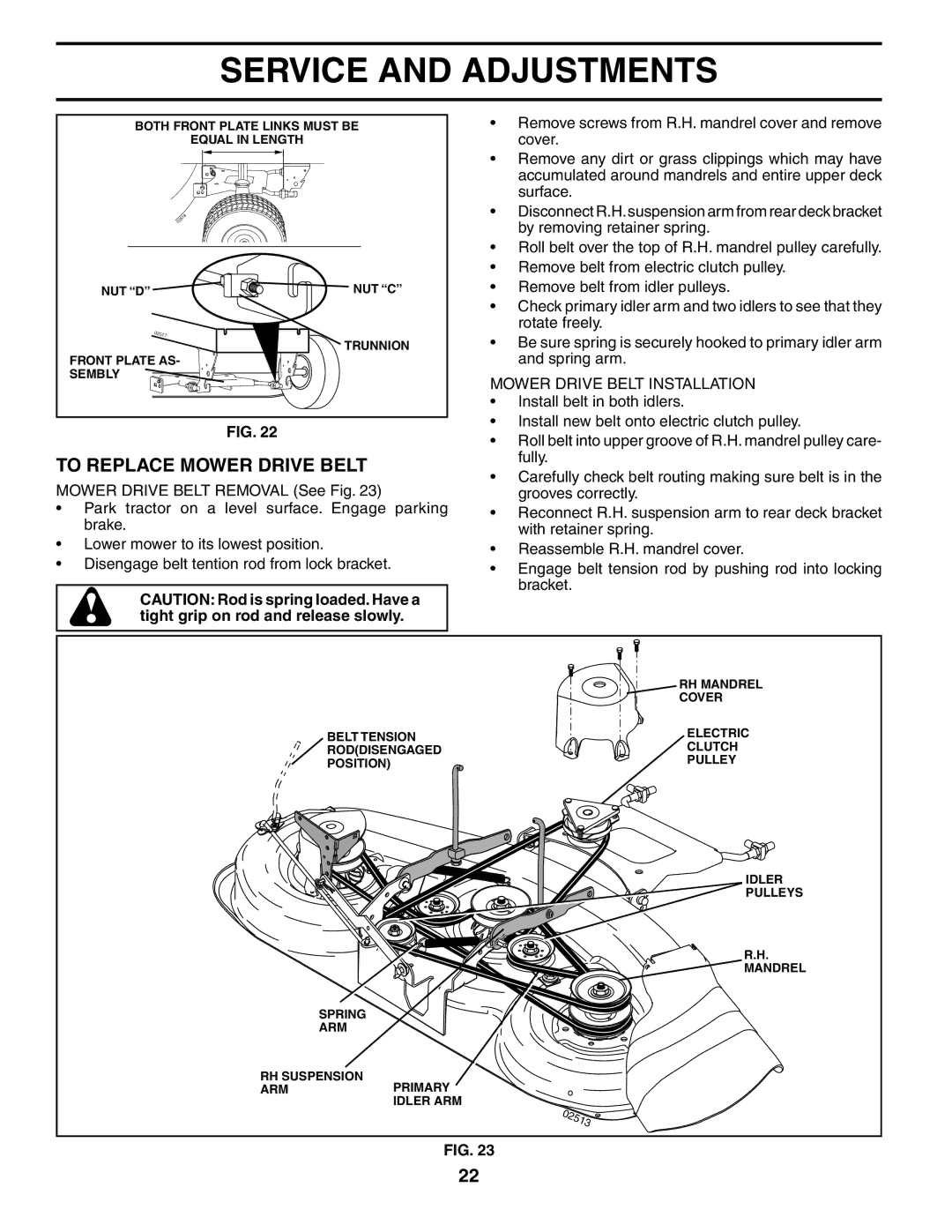 Poulan 195032 manual To Replace Mower Drive Belt, Mower Drive Belt Installation 