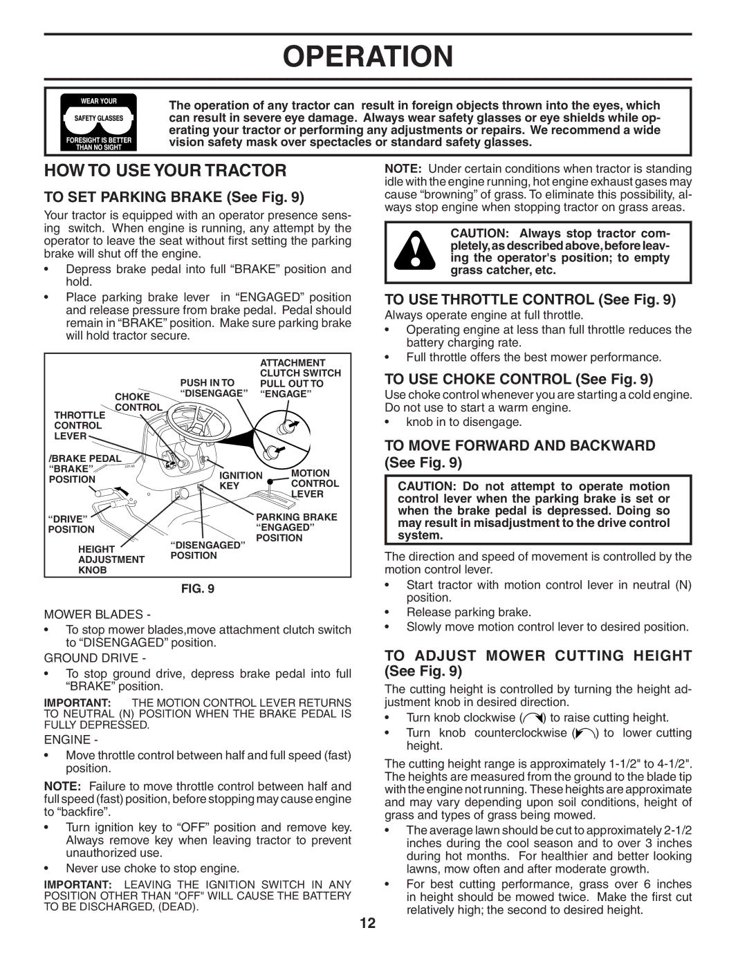 Poulan 195806 manual HOW to USE Your Tractor 