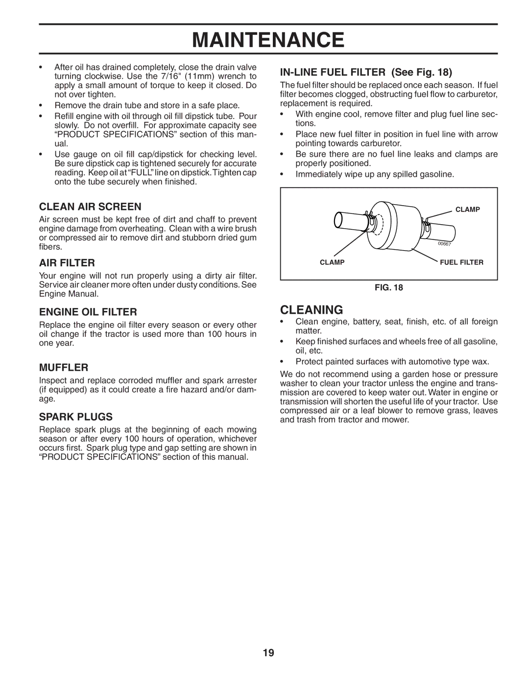 Poulan 195806 manual Cleaning 