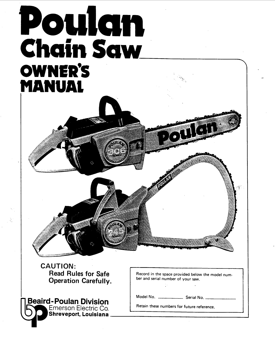 Poulan 245, 1980-02 manual 