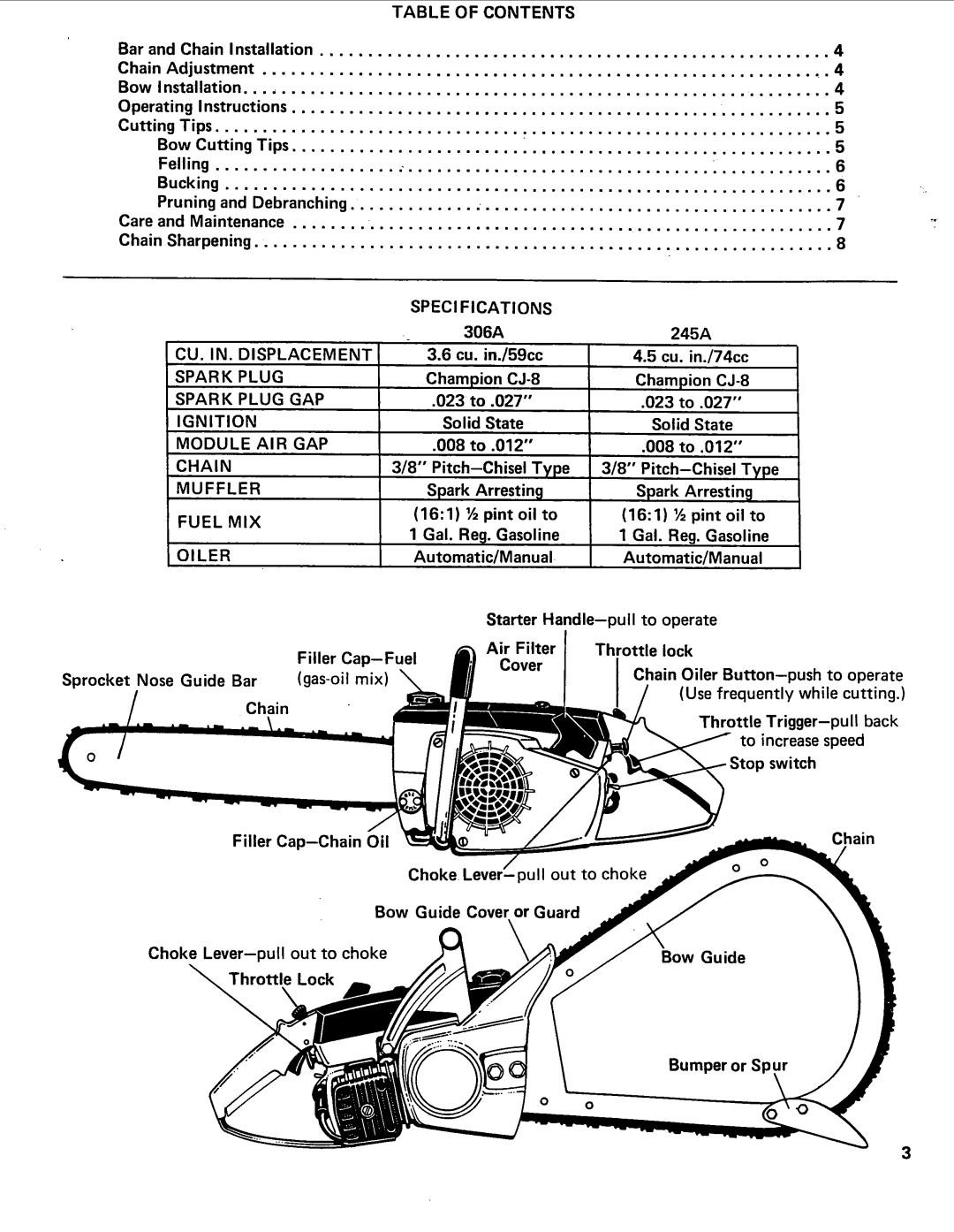 Poulan 245, 1980-02 manual 