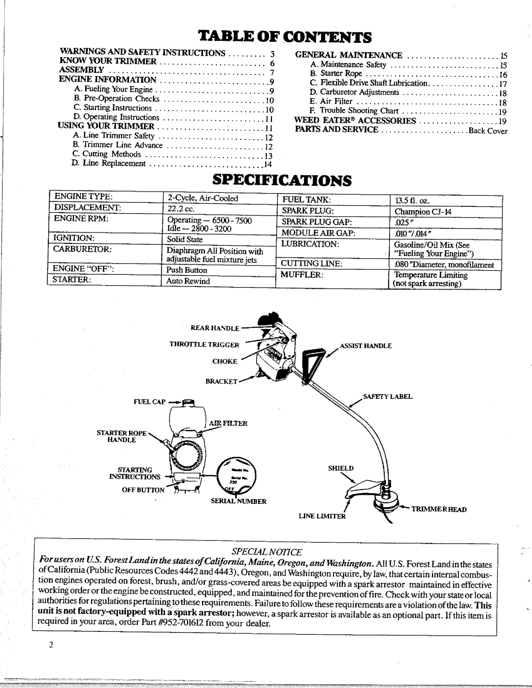 Poulan 1988, 1400T manual 