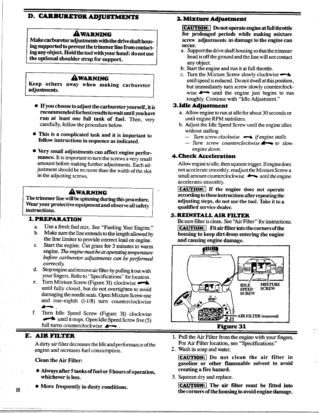Poulan 1988, 1400T manual 