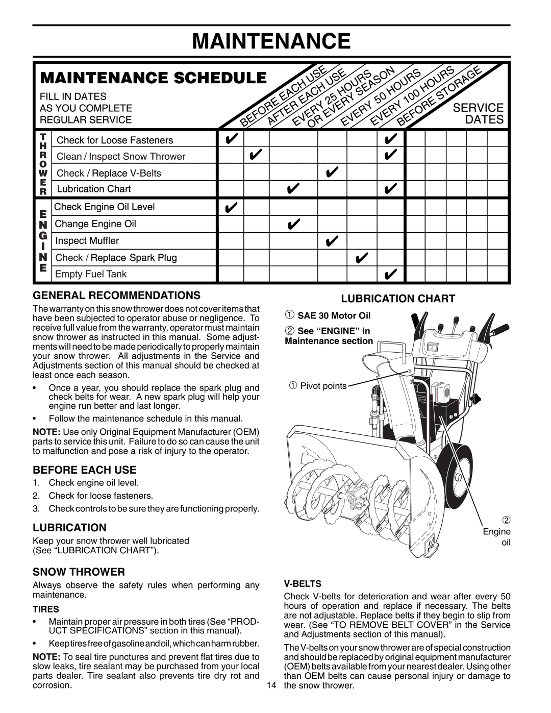 Poulan 199248 owner manual Maintenance 