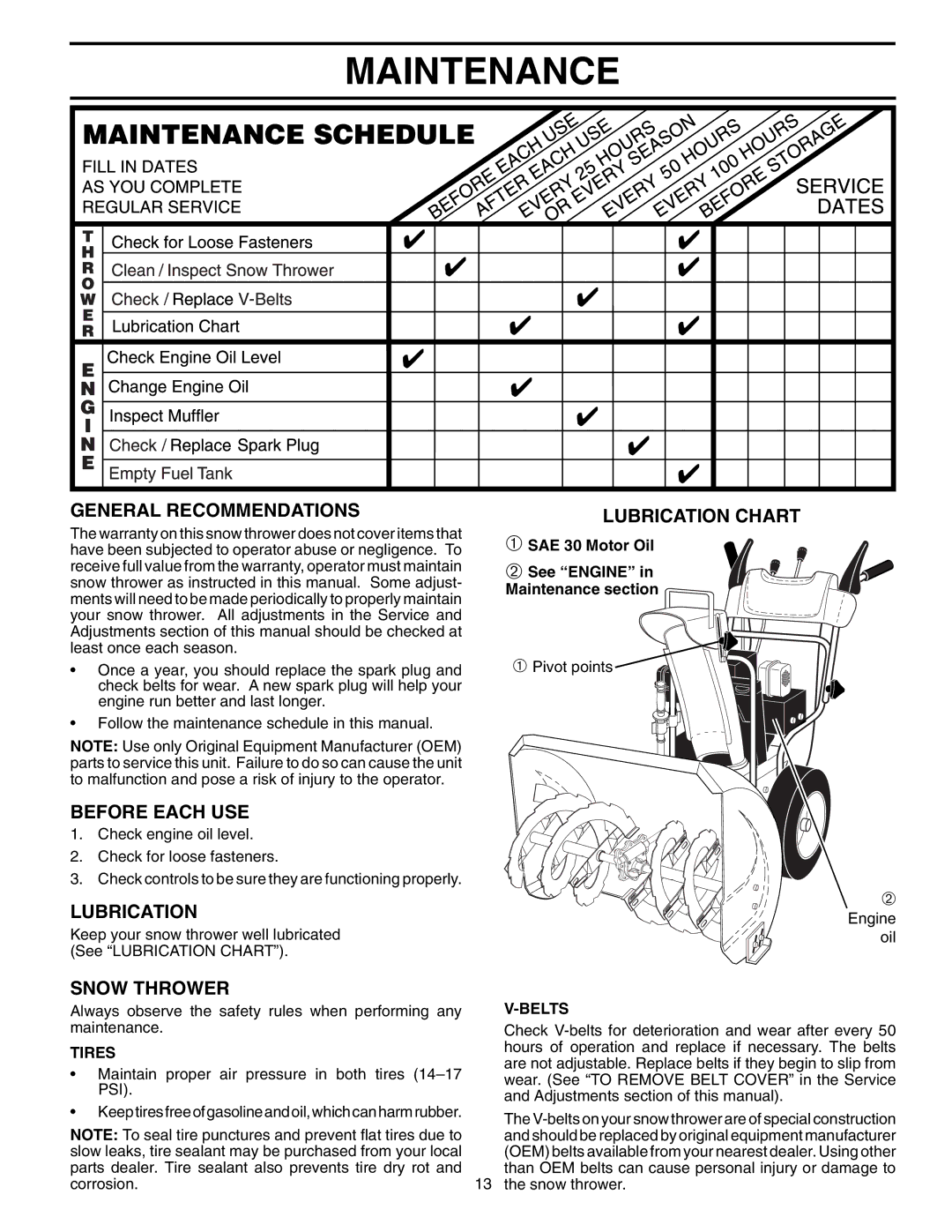 Poulan 199350 owner manual Maintenance 