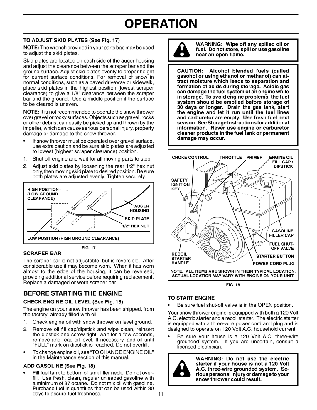 Poulan 199375 owner manual Before Starting the Engine, Scraper BAR, To Start Engine 