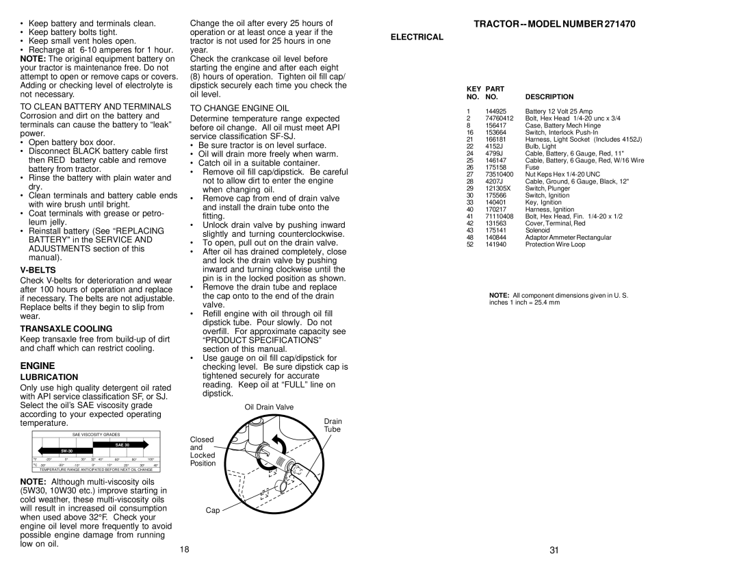 Poulan 2001-01, 177110 owner manual Engine, Belts, Transaxle Cooling, Lubrication, Electrical 