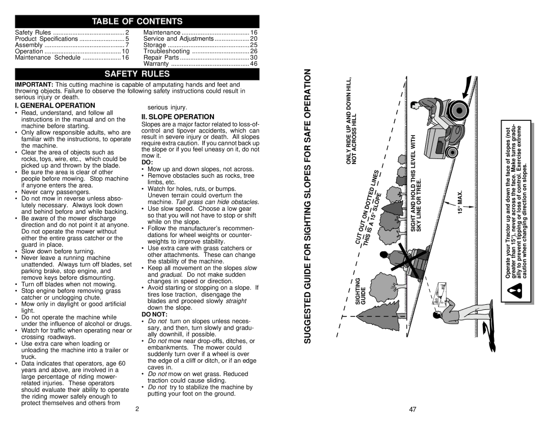 Poulan 2001-01, 177110 owner manual Table of Contents 