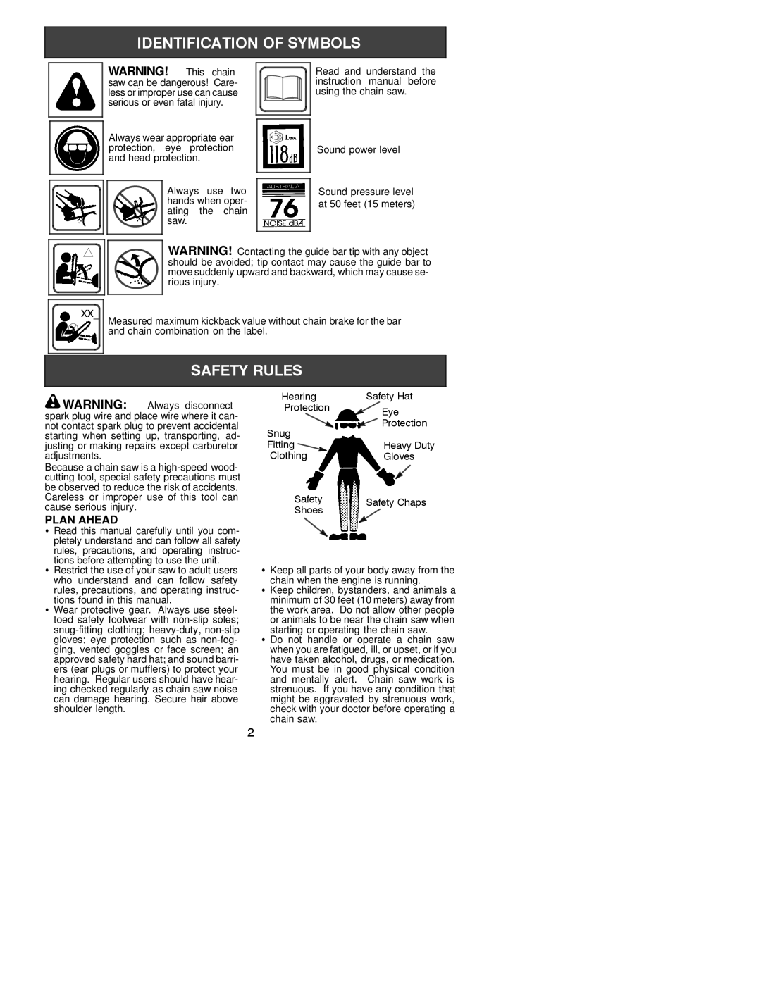 Poulan 2003-06 instruction manual Plan Ahead 