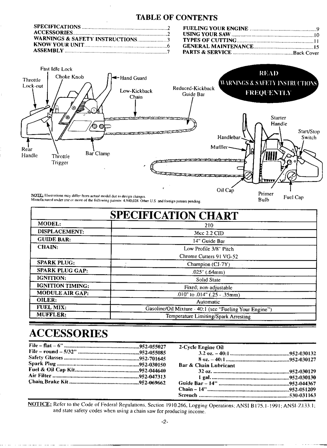 Poulan 210 manual 