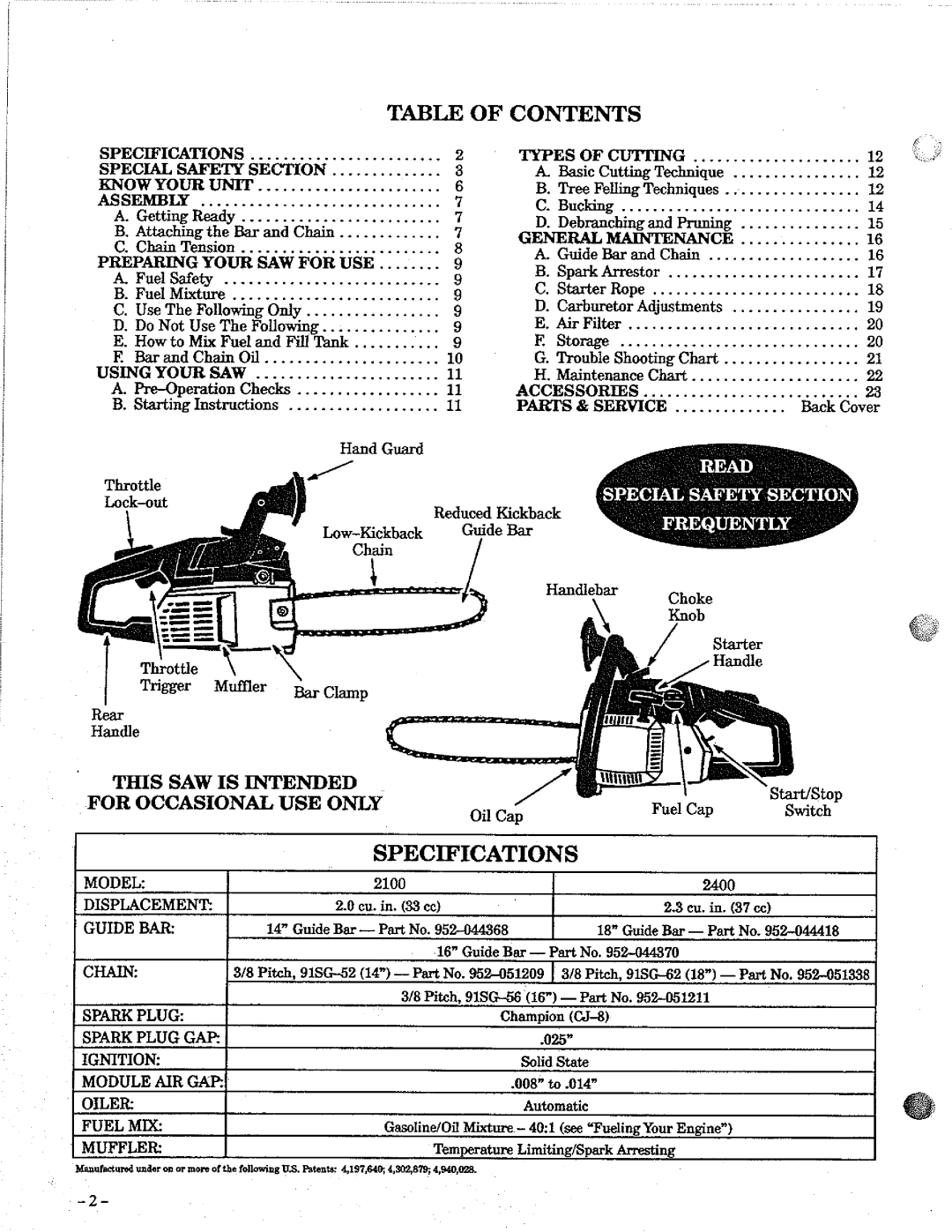 Poulan 2100, 2400 manual 