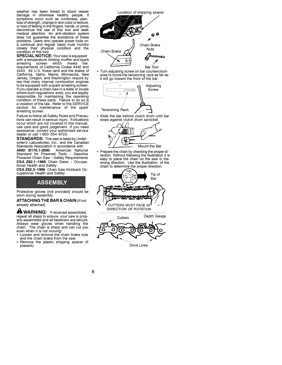 Poulan 221 instruction manual Attaching the BAR & Chain If not, Cutters Depth Gauge Drive Links 