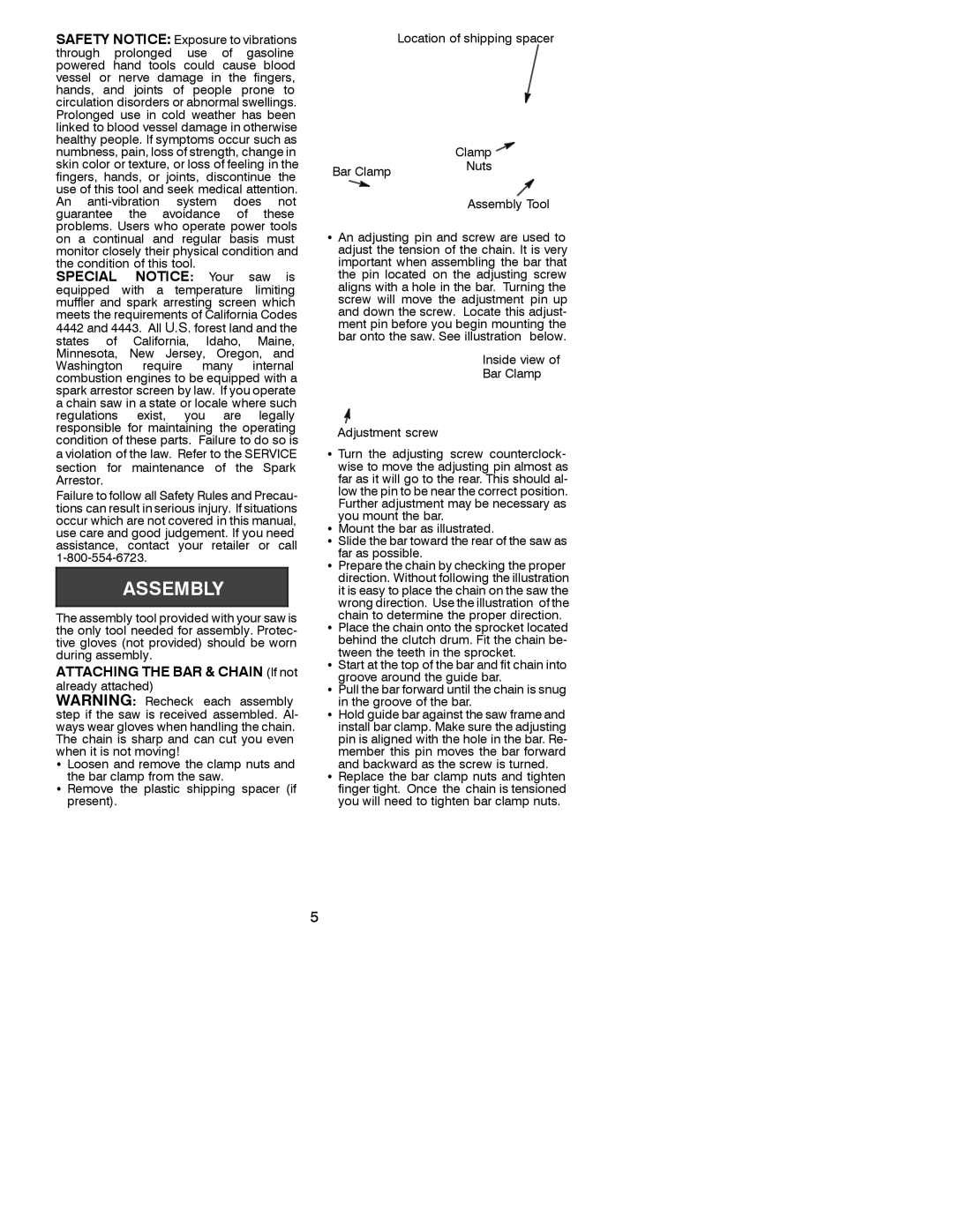 Poulan 2250, 2450, 2550 operating instructions Attaching the BAR & Chain If not 