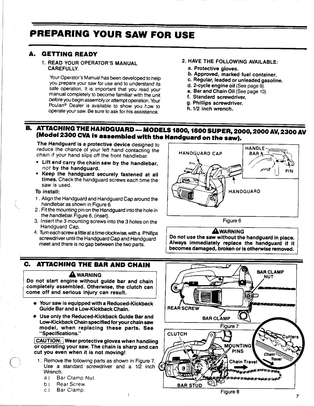 Poulan 1800 SUPER, 2300 AV manual 