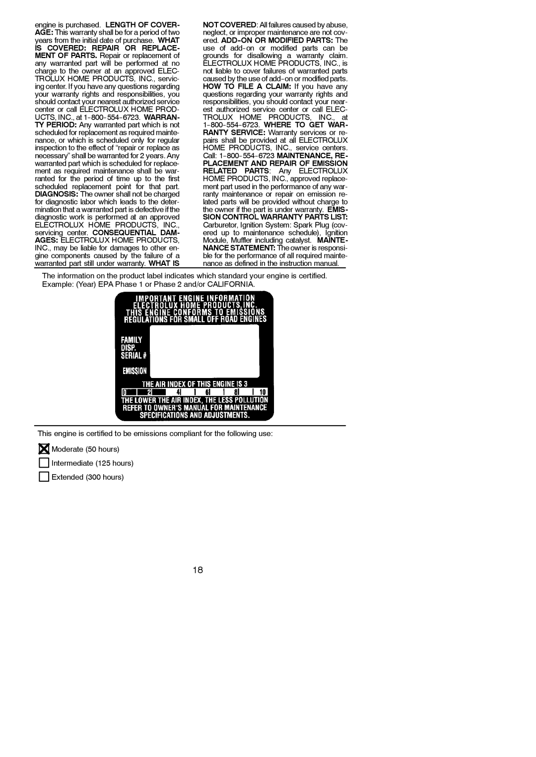 Poulan 262 instruction manual Placement and Repair of Emission 