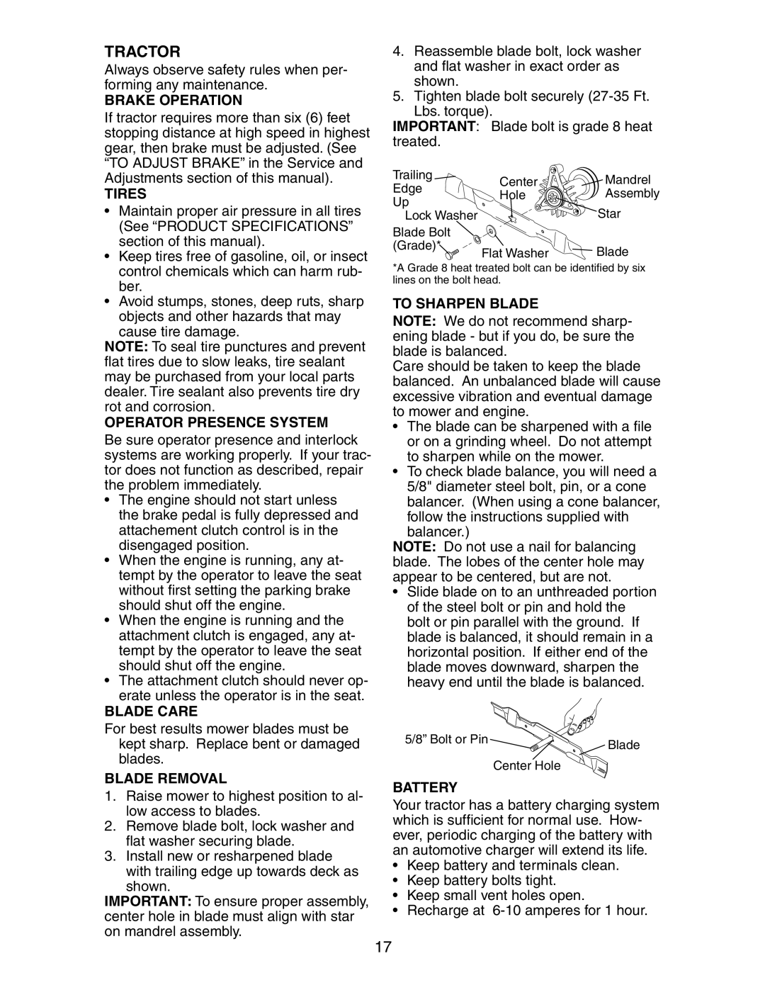 Poulan 271150 manual Tractor 