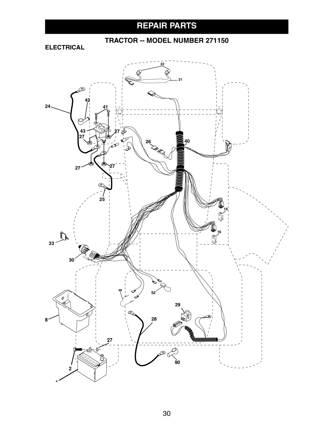 Poulan 271150 manual Repair Parts, Electrical 