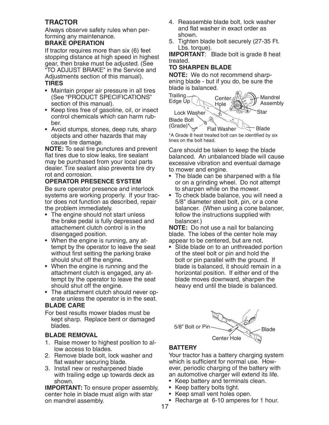 Poulan 271490 manual Tractor 