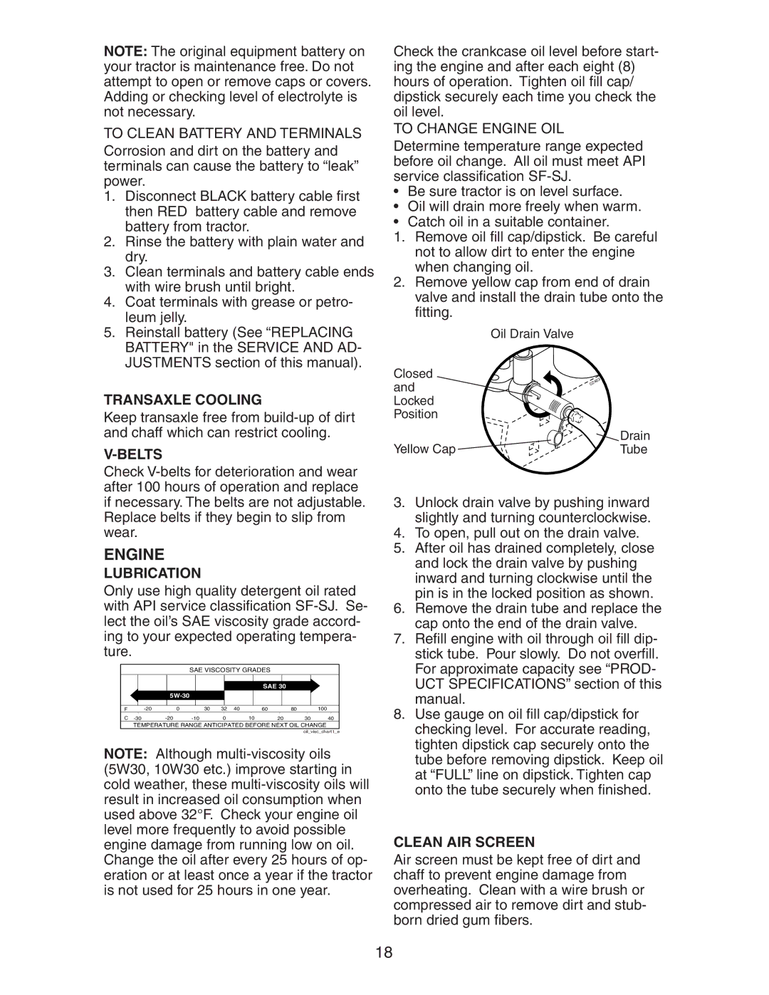 Poulan 271490 manual Engine, Transaxle Cooling, Belts, Lubrication, Clean AIR Screen 