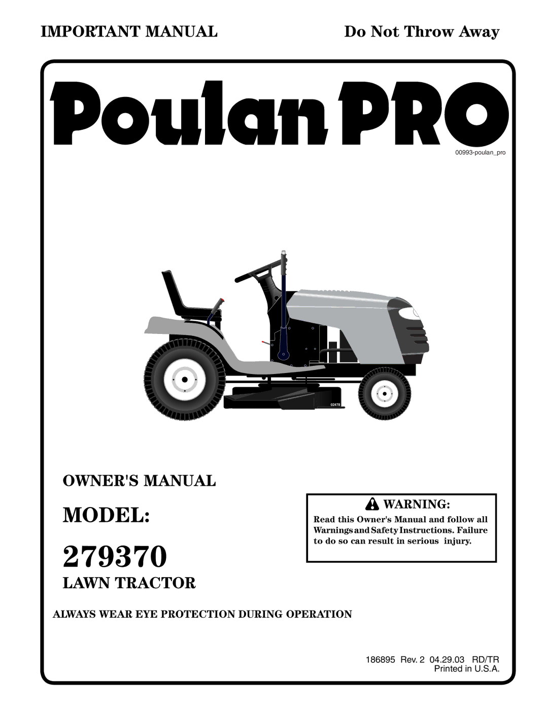 Poulan 279370 owner manual 