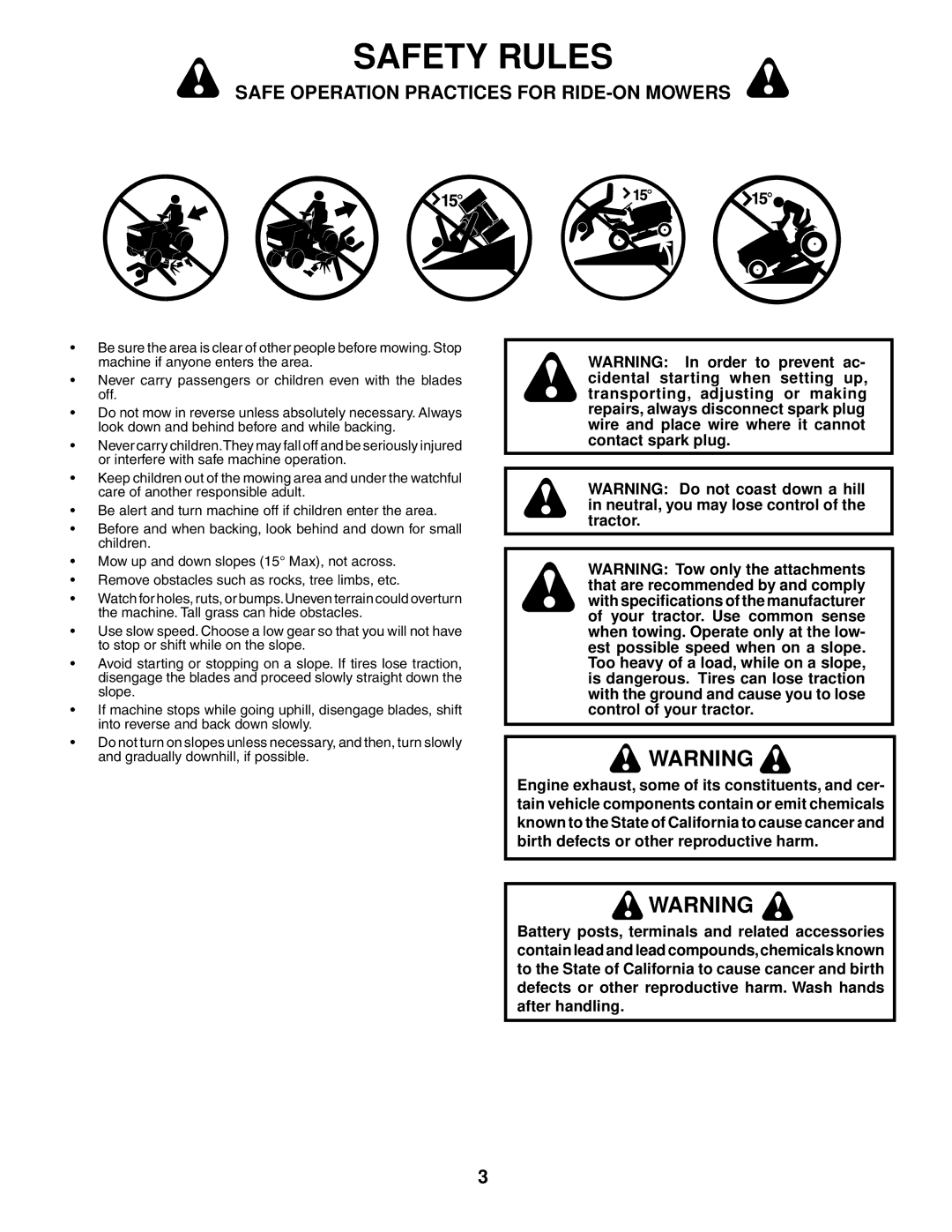 Poulan 279370 owner manual Safety Rules 