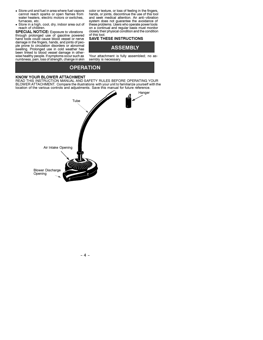 Poulan 3000B instruction manual Know Your Blower Attachment 