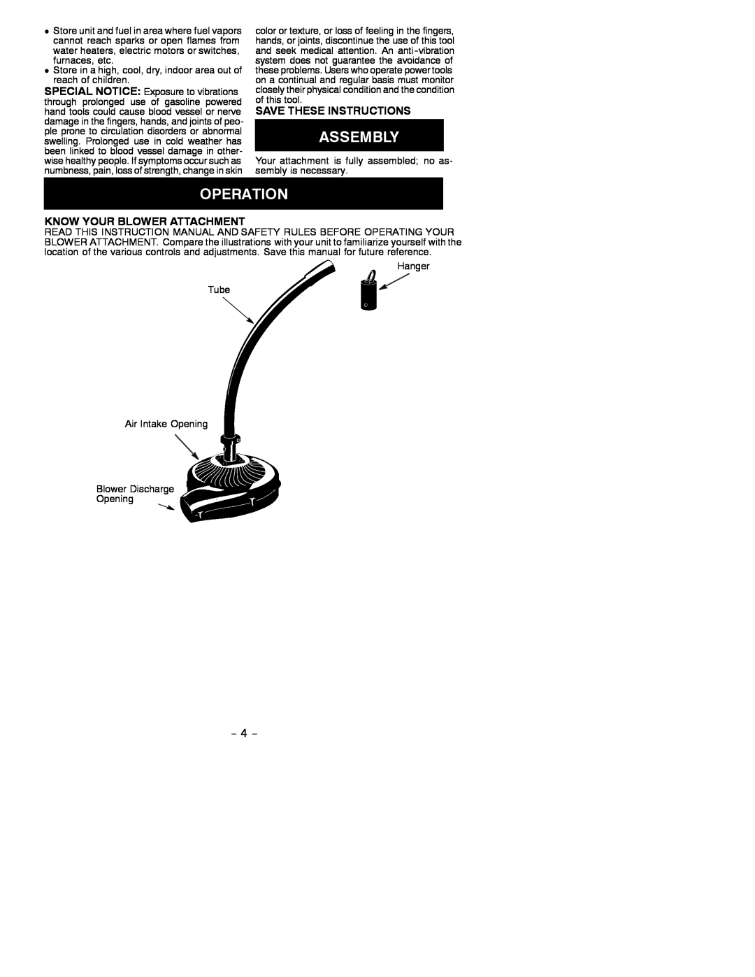 Poulan 3000B instruction manual Save These Instructions, Know Your Blower Attachment 