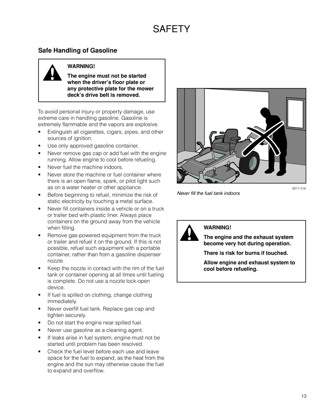 Poulan 301ZX warranty Safe Handling of Gasoline 