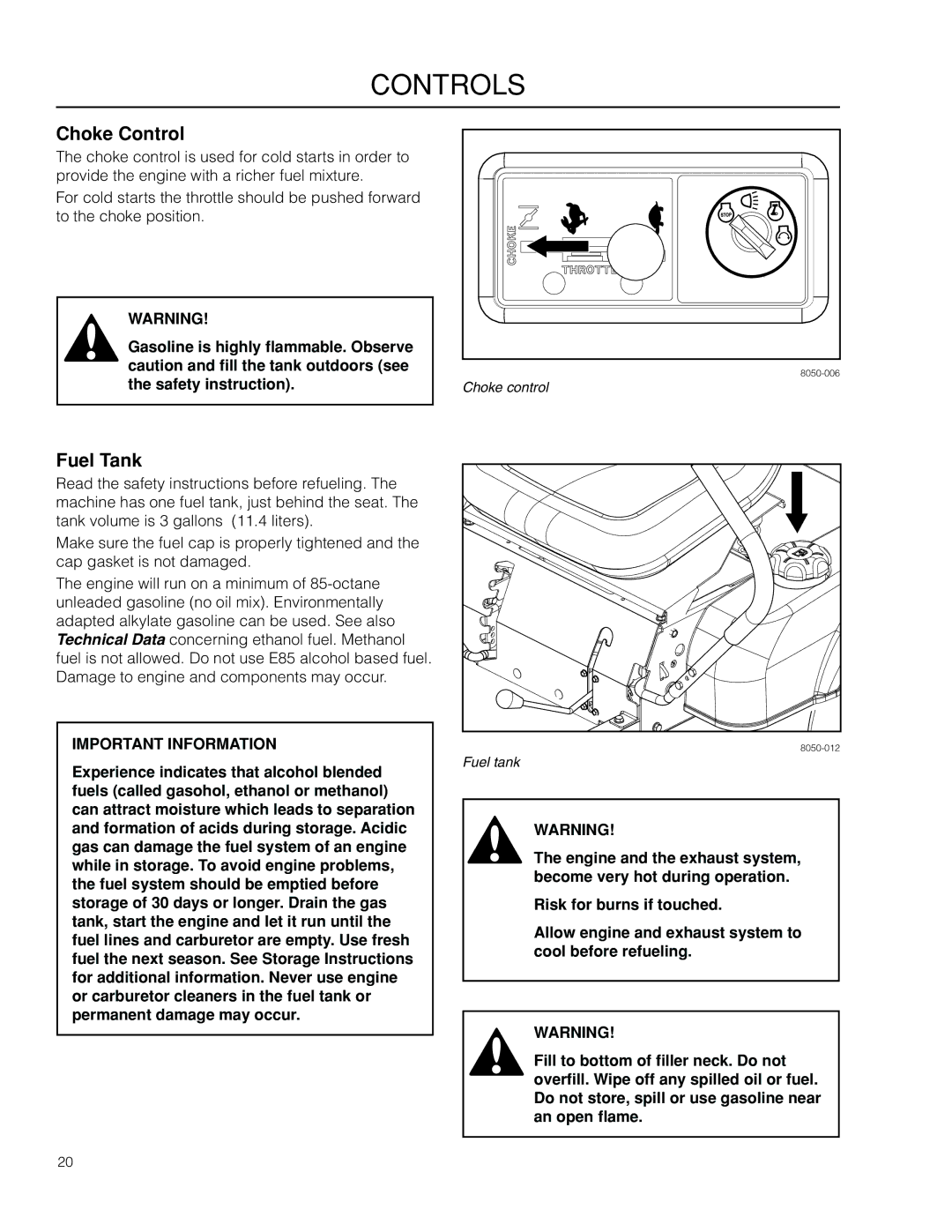 Poulan 301ZX warranty Choke Control, Fuel Tank 