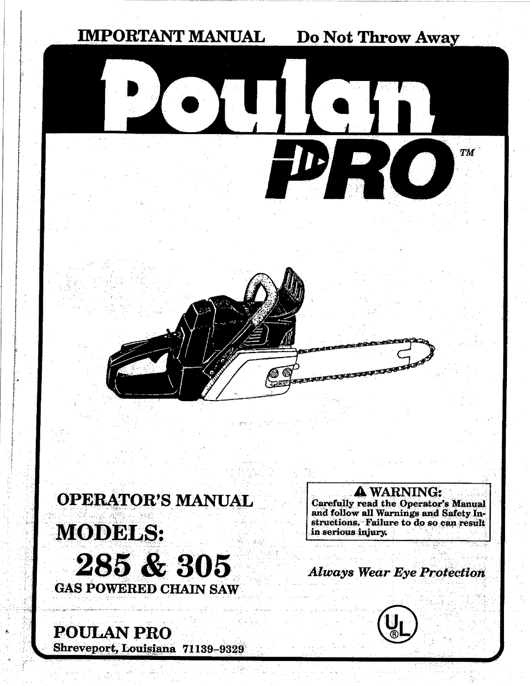 Poulan 305 manual 