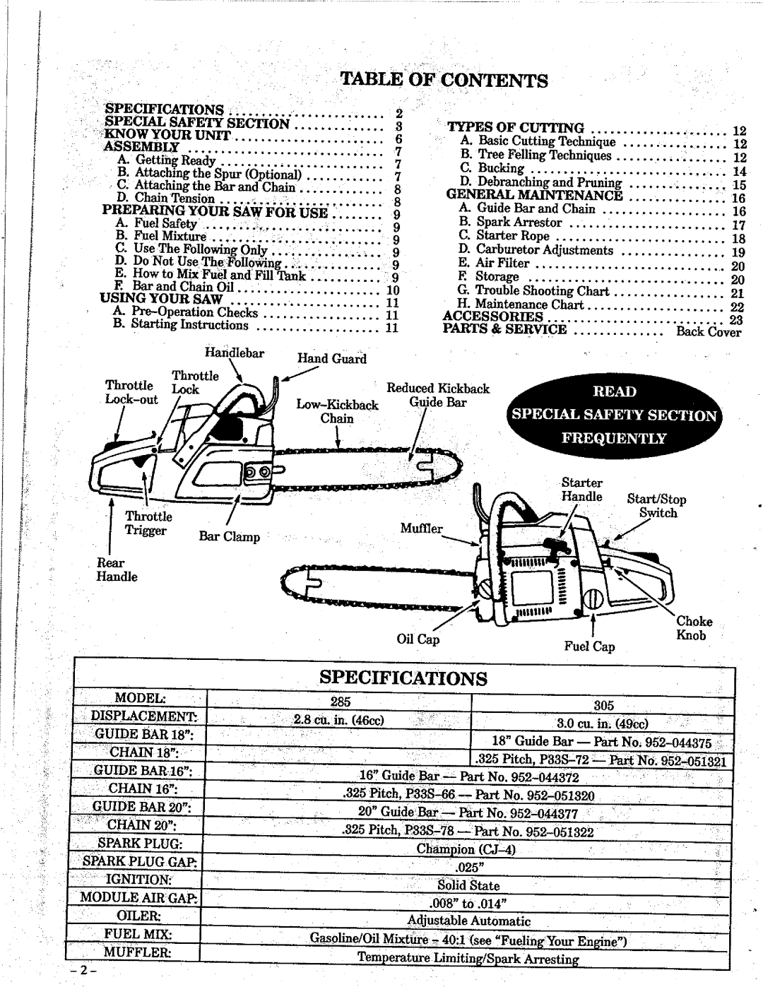 Poulan 305 manual 