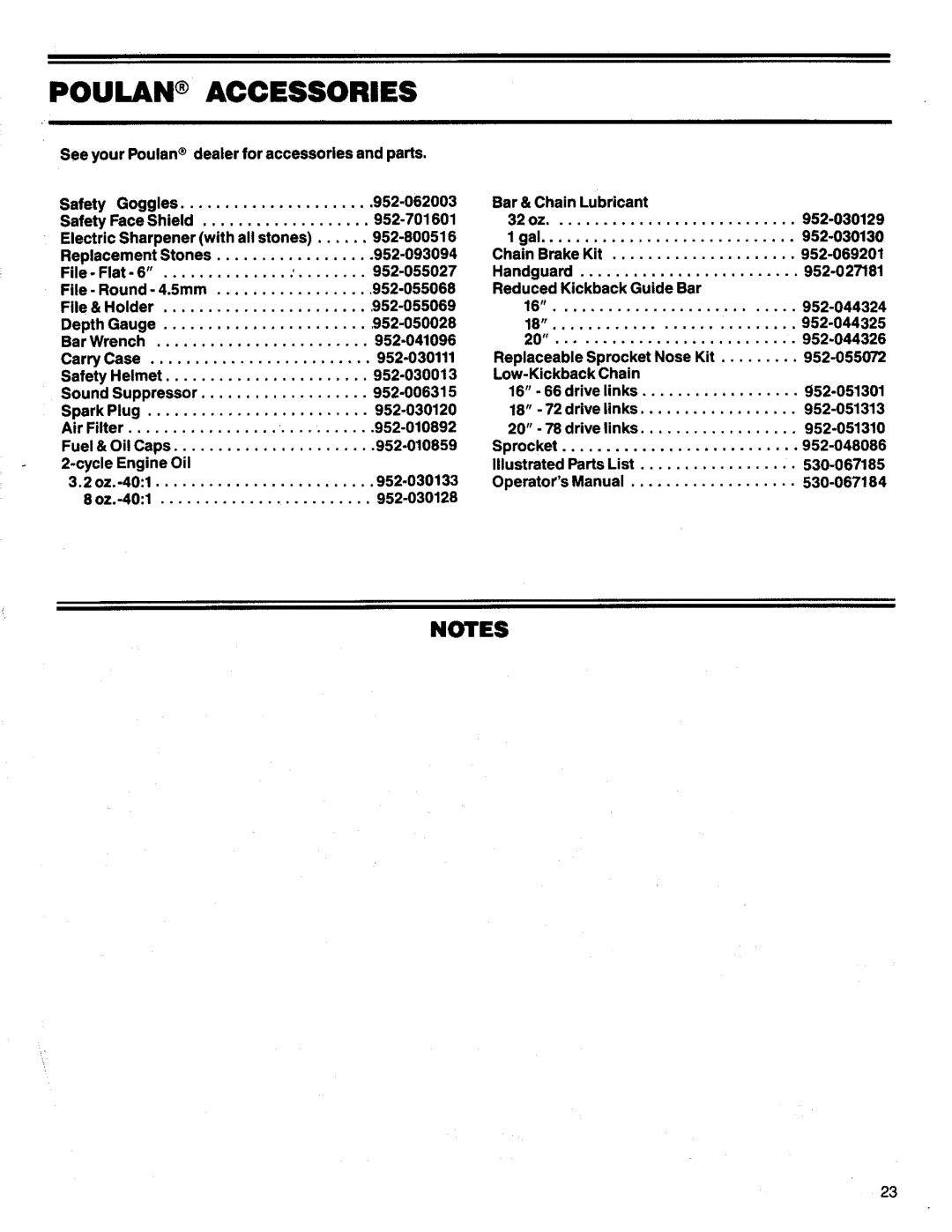 Poulan 3300 manual Poulan Accessories 