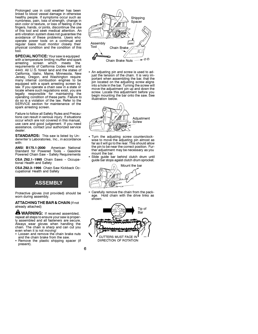 Poulan 3750 instruction manual Attaching the BAR & Chain If not 