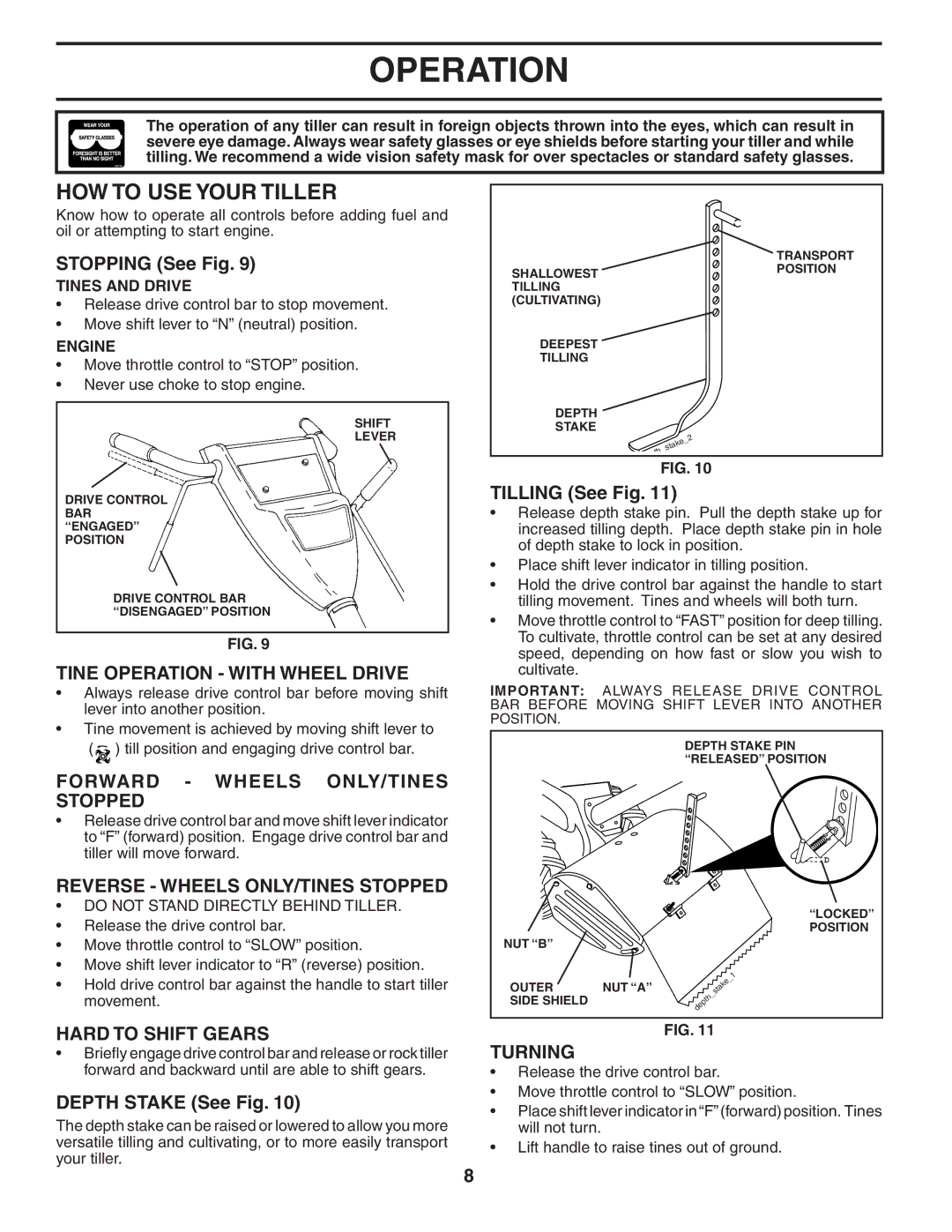 Poulan 401434 manual HOW to USE Your Tiller 