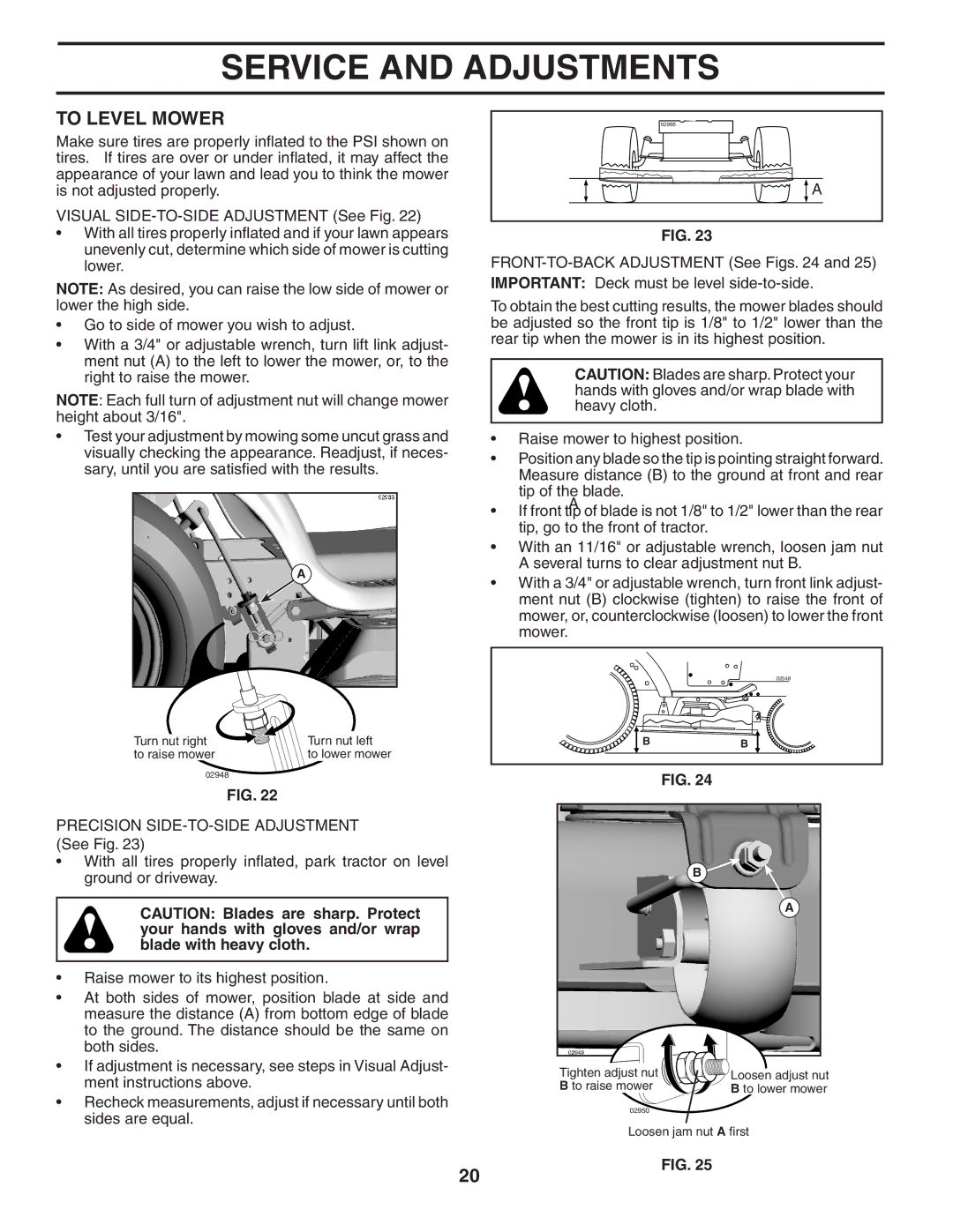 Poulan 402938, 96042000800 manual To Level Mower 