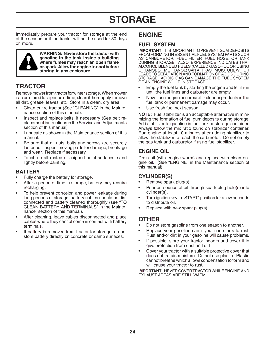 Poulan 403315 manual Storage, Other, Fuel System, Engine OIL, Cylinders 