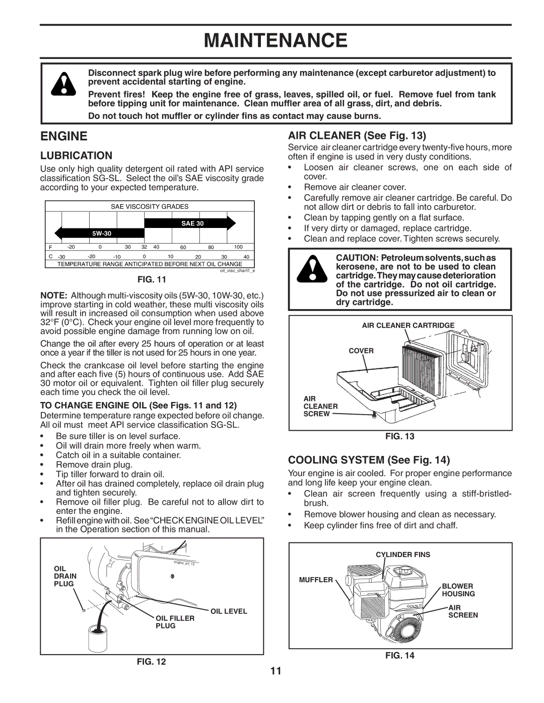 Poulan 96081000700, 403661 owner manual Engine, AIR Cleaner See Fig, Cooling System See Fig 