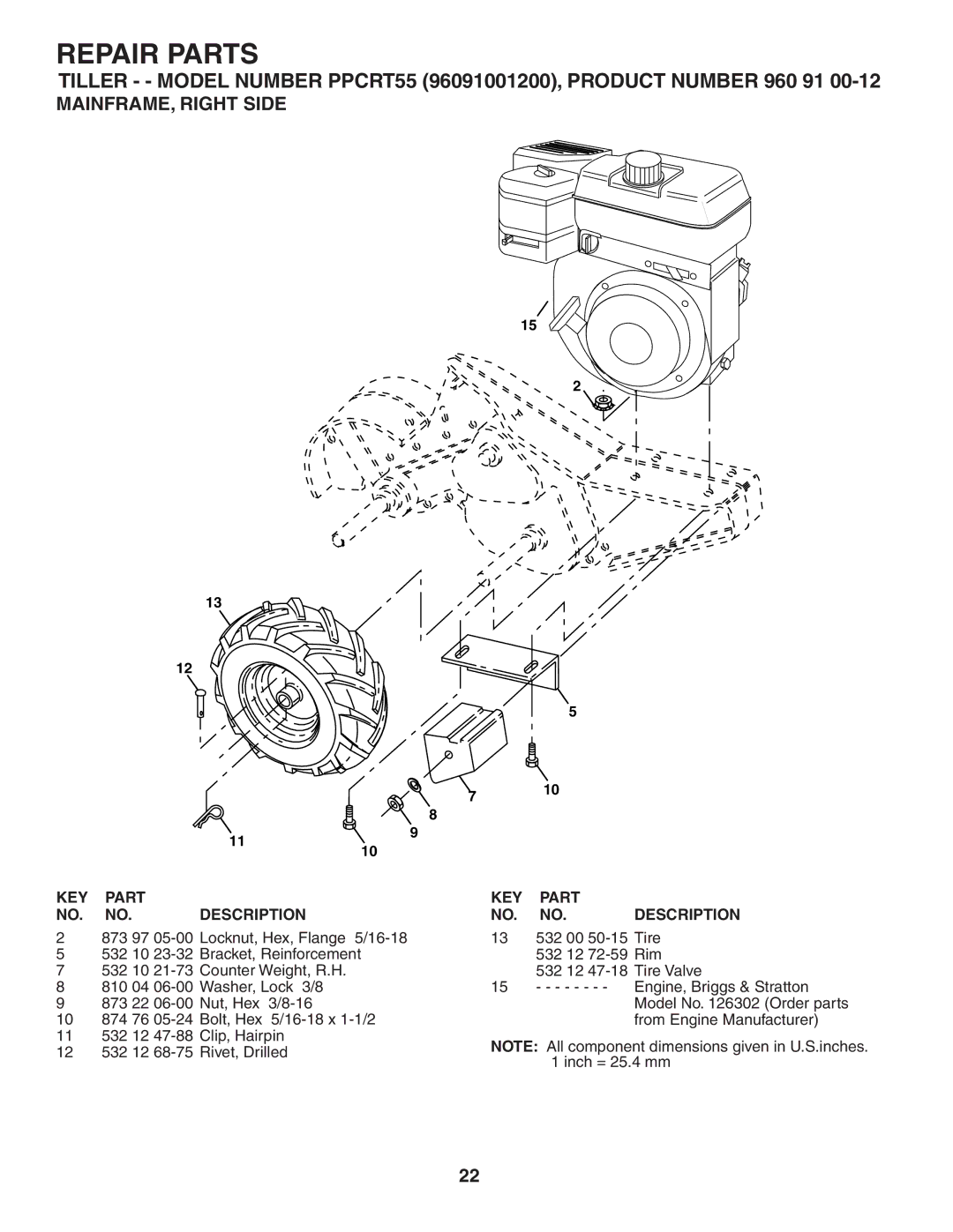 Poulan 403701, 96092001200 owner manual MAINFRAME, Right Side 