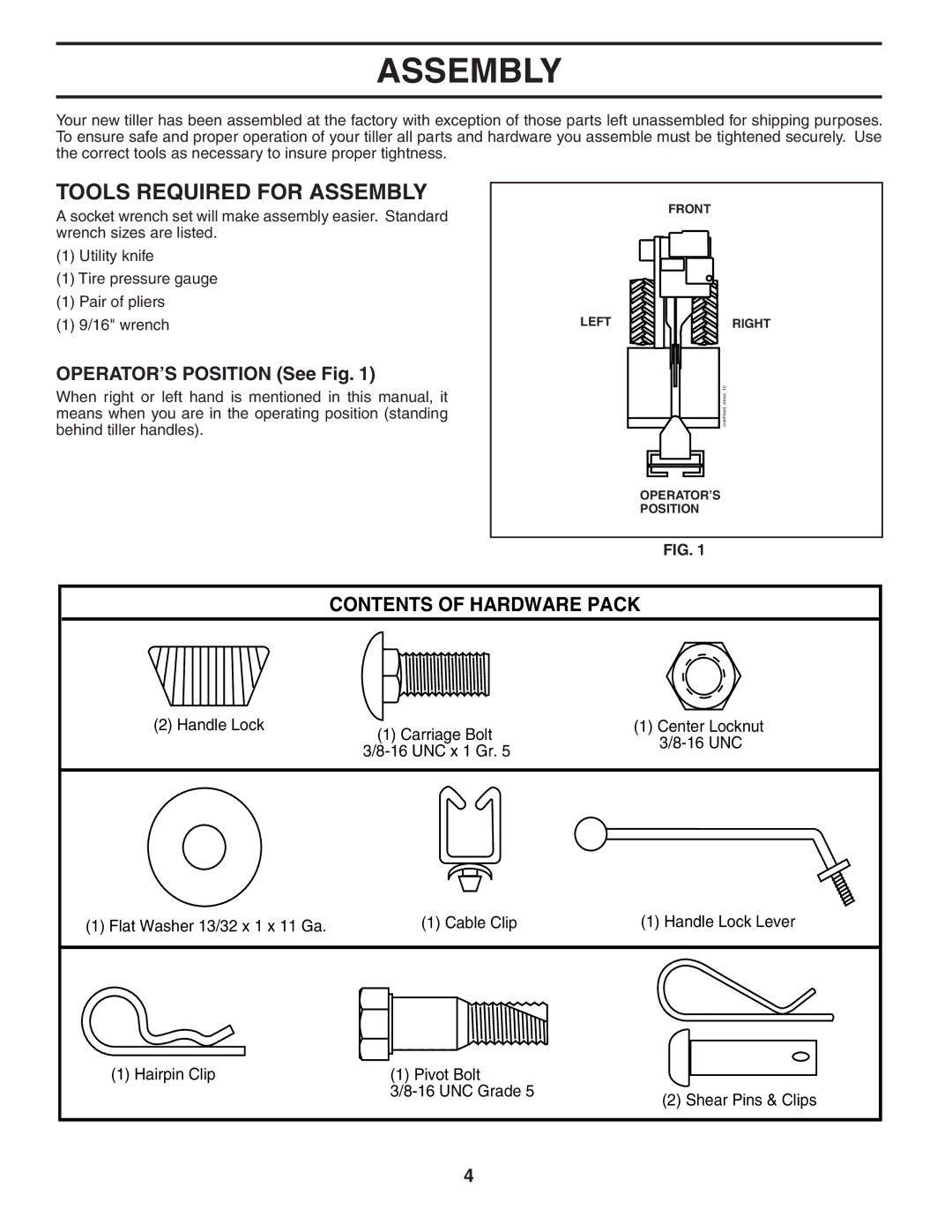 Poulan 403701, 96092001200 owner manual Tools Required for Assembly 