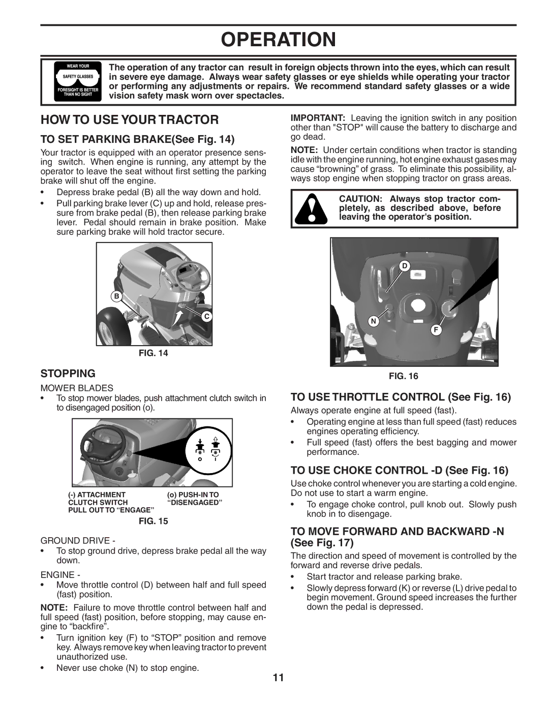 Poulan 96042002900, 404172 manual HOW to USE Your Tractor, Stopping 