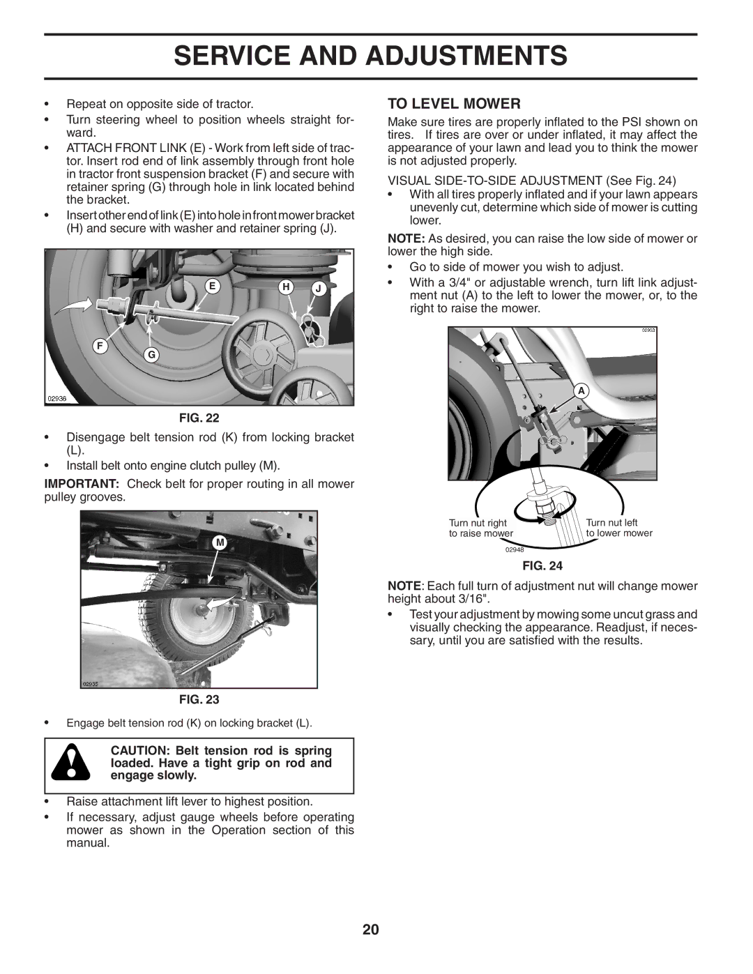 Poulan 404402, 960420022 manual To Level Mower 