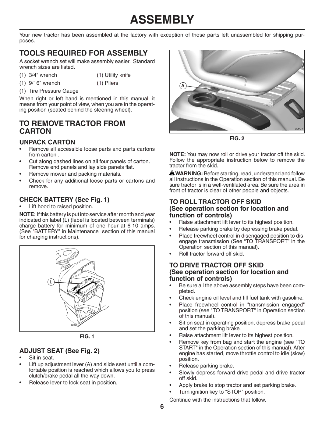 Poulan 406255, PBGTE manual Tools Required for Assembly, To Remove Tractor from Carton 